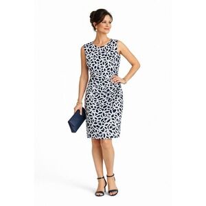 Lauren‎ Ralph Lauren Dress Sz L Blue White Knee Length Resort Sleeveless